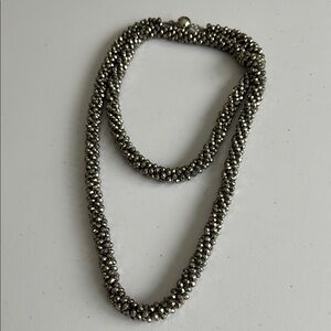 Silver and Black Beaded Necklace
